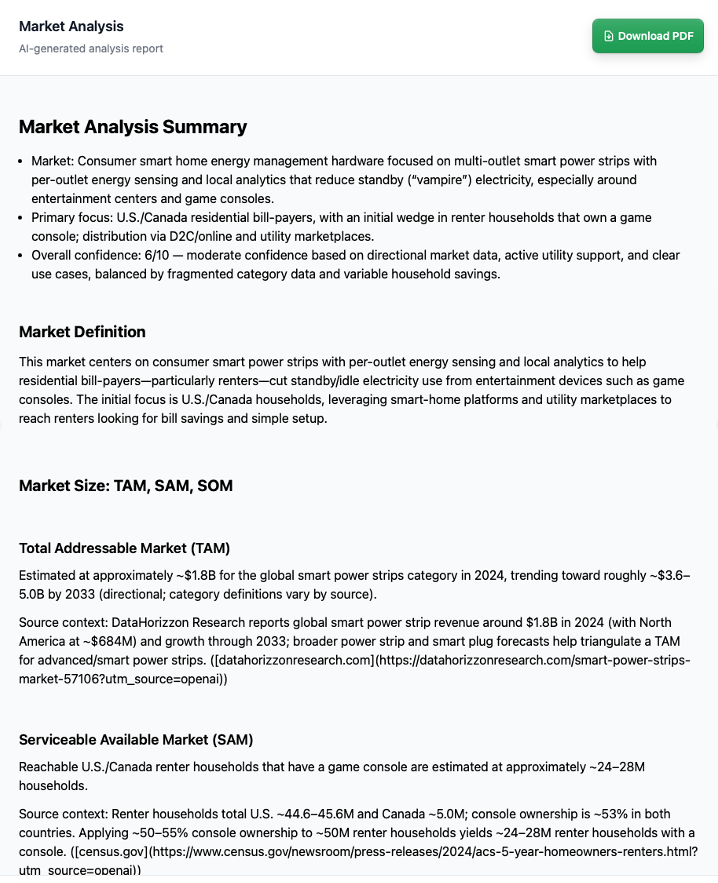 Market analysis report