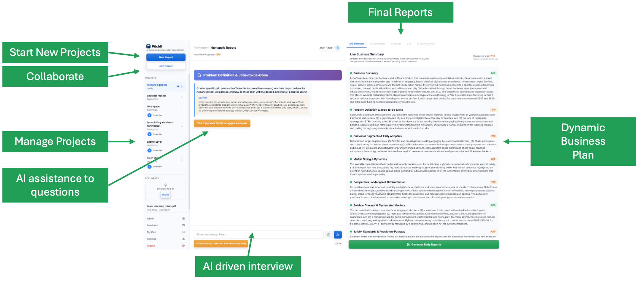 PitchIt product walkthrough overview